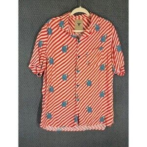 OAS Sunday Polka Monkey Viscose Shirt Short Sleeve Resort Button Up Men's Large
